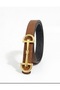 حزام نسائي رفيع من Imperio Gold D Buckle ذو وجهين باللونين الأسود والبني - 3