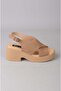 Seç 880015 genuine leather wedge heel sandal (heel: 7 cm, platform: 3 cm) mink suede
