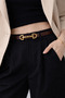 حزام نسائي رفيع من Imperio Gold D Buckle ذو وجهين باللونين الأسود والبني - 2