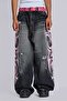 Black Stonewashed Grunge Pink Tribal Printed Harajuku Y2K Unisex Baggy Pants