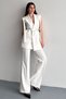 Women's Vest Trouser Bottom Top Set Belt Detailed Blazer Vest Palazzo Trousers Stylish Two-Piece Set - 2