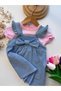100% Cotton Gilet Baby Girl Dress with Bows and Ruffles - 3