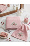 Dowry Towel Set with Pearls in a Special Tulle Pouch - Set of 2 - Strawberry - 2