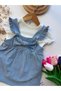 100% Cotton Gilet Baby Girl Dress with Bows and Ruffles - 5