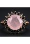Vintage Women's Ring Bronze Authentic Jewelry Pink Quartz Love Stone Round Cut Crown Model Adjustable - 2