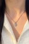 Kuromi Bow Detailed Heart-Shaped Steel Zircon Stone Silver Necklace - 3