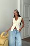 Polo Collar Button Detailed Zero Sleeve Vest Av3719 - 4