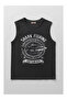Men's 100% Cotton Crew Neck Shark Printed Sleeveless T-Shirt - 2