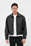Men's Black High Quality Pocket Detail Modern Cut Stylish Leather Jacket - 2