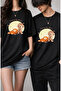 Punch the Monkey Printed Oversize Unisex Black T-Shirt - 2