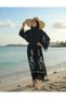 Black and White Cotton Fabric Colorful Stone Printed Long Dress - 3