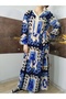 Viscose Fabric Layered Ruffle Loose-Fit Long Dress, 100% Cotton - 3