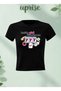 Lucky Girl Syndrome Printed Cotton Lycra Body Tee Crop T-Shirt