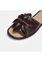 Large Size Women's Genuine Leather Slippers 41-42-43-44-Brown - 5