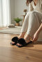 Women's Black Pompom Slippers Stylish Daily Non-Slip Comfortable Sole - 4
