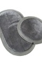 2-Piece Post Bathroom Mat Set Non-Slip Base Washable Plush Jute Edge Detailed Oval Round 100X60 60X60 Rug Carpet - 5