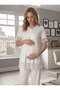 New Season Ecru Lace Detailed Special Design Short Sleeve Summer 100% Cotton Maternity Pajama Set - 8