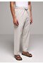 Regular Fit Mid Waist Straight Leg Men's Stone Trousers - 4