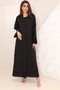 Premium Black Crepe Abaya with Elegant Thread Handwork on Sleeves Modest Luxury Wear - 3