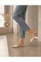 Nova Gold Toe Detailed Pointed Toe Open Back Women's Low Heel Shoes