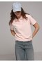 Regular Fit Round Neck Embroidered Women's Pink Short Sleeve T-Shirt