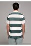 Regular Fit Polo Collar Striped Men's Green Short Sleeve T-Shirt - 2