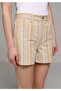Regular Fit Low Waist Striped Women's Beige Shorts - 3