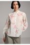 Fashion Fit Round Neck Metered Printed Women's Pink Long Sleeve Shirt