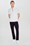 Men's Ecru Standard Fit Regular Cut Polo Collar Jacquard Knitwear T-Shirt - 2