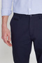 Men's Navy Blue Cotton Slim Fit Slim Fit Side Pocket Dobby Stretch Casual Trousers - 4