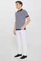 Men's Navy Blue-Ecru Standard Fit Regular Cut Polo Collar Striped Knitwear T-Shirt - 2