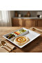 White Rectangular Melamine 4 Portion Serving Plate 33 × 26 cm - 2