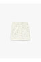 Cotton Floral Skirt with Elastic Waist and Lace Detail - 4