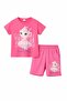 Pink Cute Capuccina Printed Girls' Shorts 2-Piece Set 23889 - 5