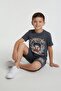 Smoked Character Printed Crew Neck T-Shirt and Shorts Set for Boys 23844 - 3