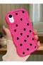 iPhone Xr Compatible Shockproof Simple Red Silicone Phone Case Heart Pattern