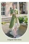 Women's Shirt Dress with Buttons, Simple Solid Half Sleeve Midi Dress, Women's Dresses Irregular Hem - 6
