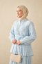 Women's Elastic Waist Gold Button Detailed Flounce Dress Blue - 4