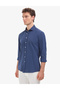 Navy Blue Linen Blend Regular Fit Striped Long Sleeve Shirt 50325330-Vr033 - 3