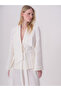 Wide Collar Linen Jacket with Stitching Detail - 5