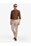 Light Brown Ex. Slim Fit Waist Drawstring Cotton Linen Blend Trousers 50324275-Vr002