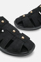 Delavana Black Suede Women's Buckle-Studded Daily Comfortable Stylish Sabo Slippers - 5