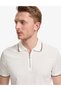 Ecru Slim Fit 100% Cotton Zippered Polo Collar T-Shirt 50327873-Vr019 - 2