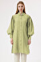 6423 - Comfortable Zippered Buttoned Viva Balloon Sleeve Long Tunic with Waist Belt Detail - 4