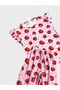 Girls Cotton Pink Strawberry Patterned Summer Pajama Set with Ruffle Sleeves and Shorts - 4