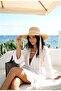 Women's Raffia Straw Hat Vintage Lace-Up Wide Brim - 2