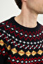 Men's Navy Blue Wool Warm Standard Fit Crew Neck Knitwear Sweater - 5