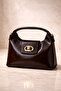 Women's Hand and Shoulder Bag Small Size Stylish Bag with Gold Accessories