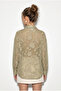 Women's Green Embossed Rose Pattern Transparent Chiffon Shirt 354 60286028 - 6