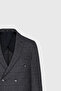 Men's Anthracite Slim Fit Slim Fit Swallow Neck Check Flap Pocket Stretchy Suit - 3
